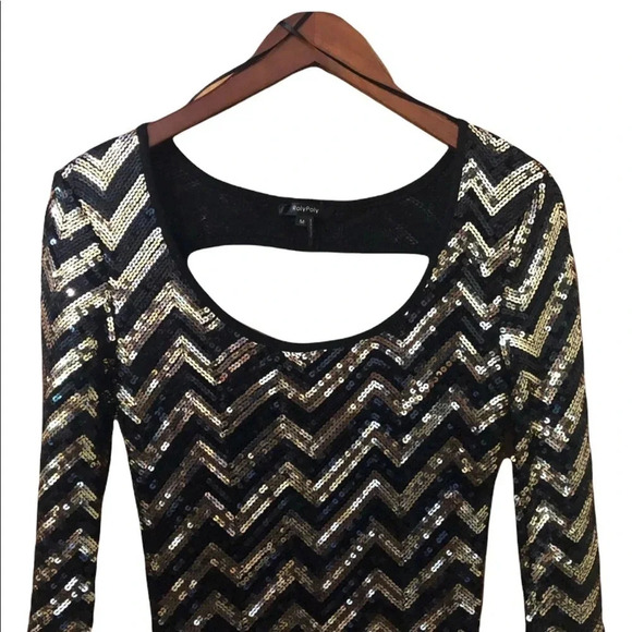 vintage y2k Black and gold sequin mini dress - Picture 3 of 9